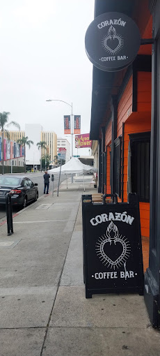 Corazón Coffee Bar's storefront sign on N Main St